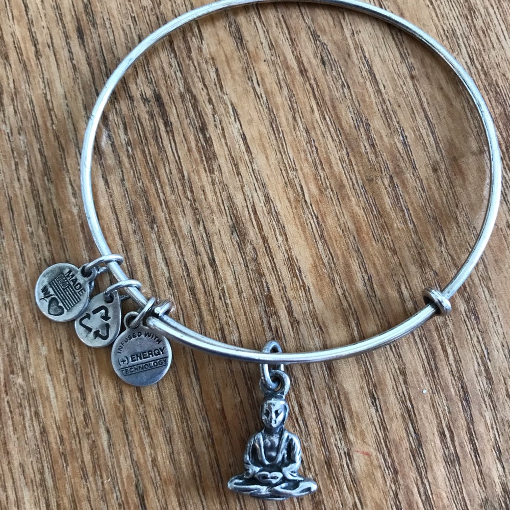 Alex and Ani Buddha Silver tone Bangle